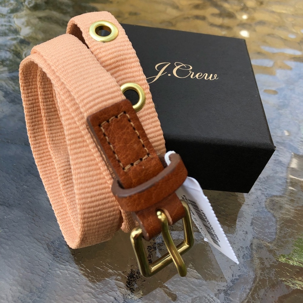J.Crew Peach Leather Trim Belt Small